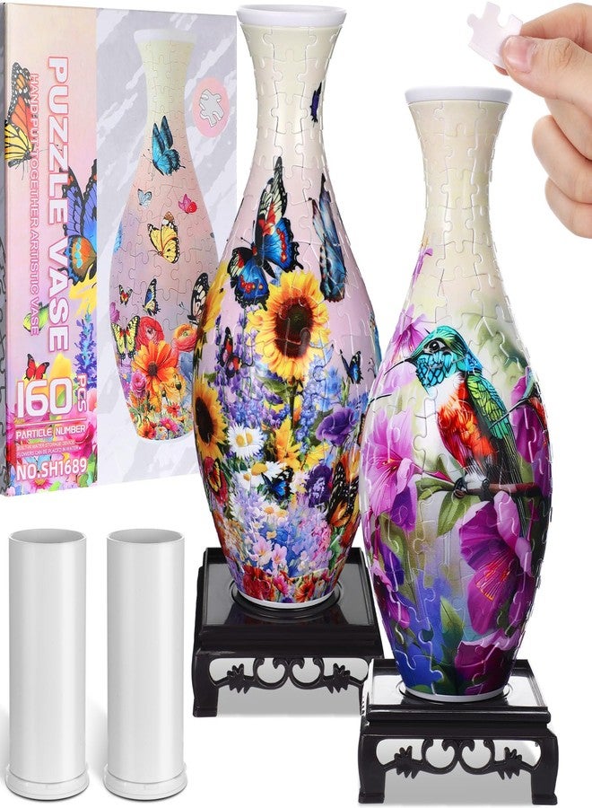 Silipull 2 Set 3D Puzzle Vase 3D Puzzle Flower Vase Crafted from 160 Curved Plastic Pieces DIY Housewarming Gift for Flower Arrangements and Home Decoration - Image 1